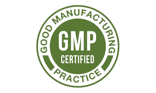 GMP Certified logo indicating that the product meets Good Manufacturing Practice standards for quality and safety.